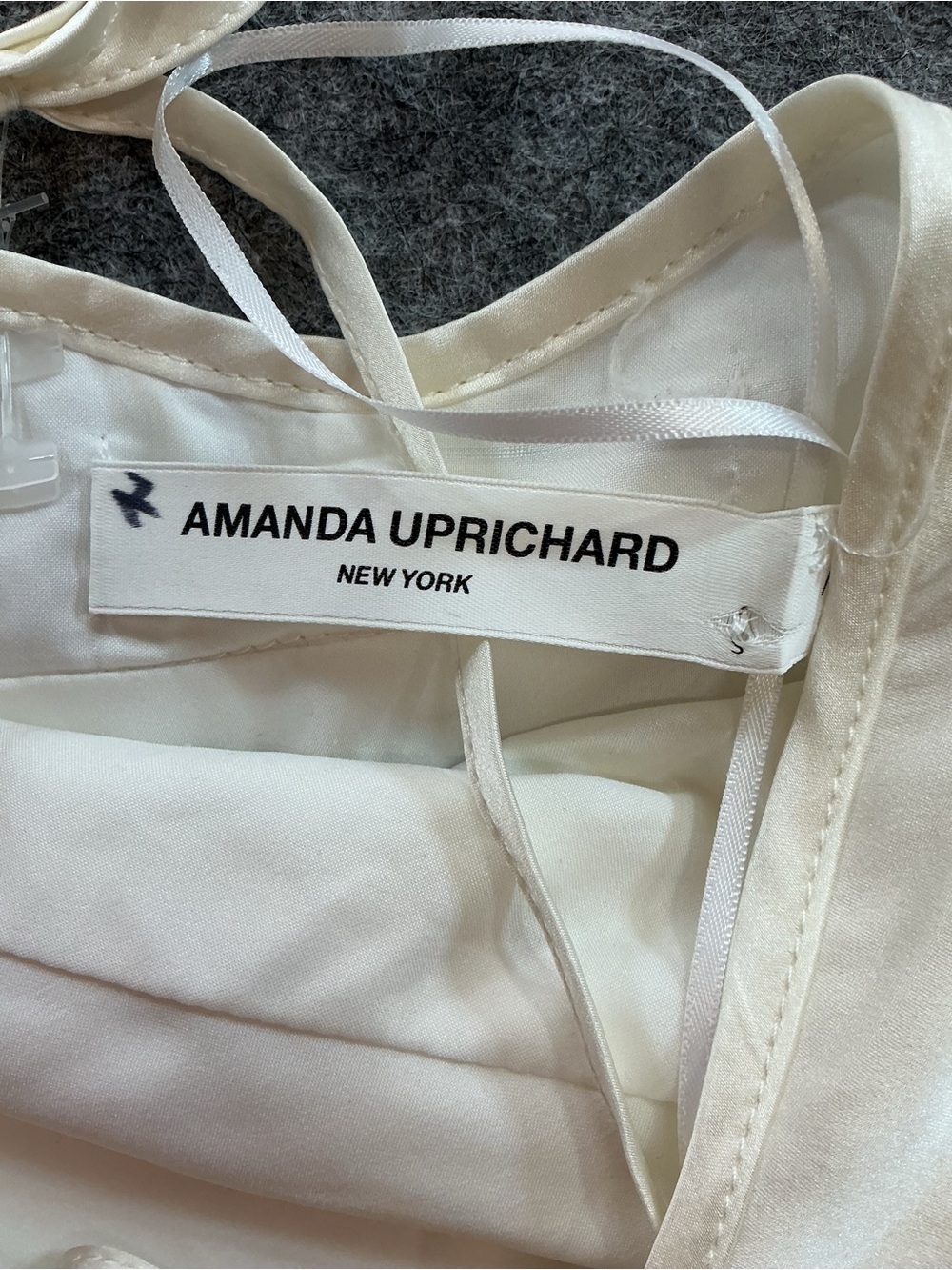 Amanda Uprichard Ivory Silk Midi Dress with Side Ruching and Slit Size S - Picture 2 of 7